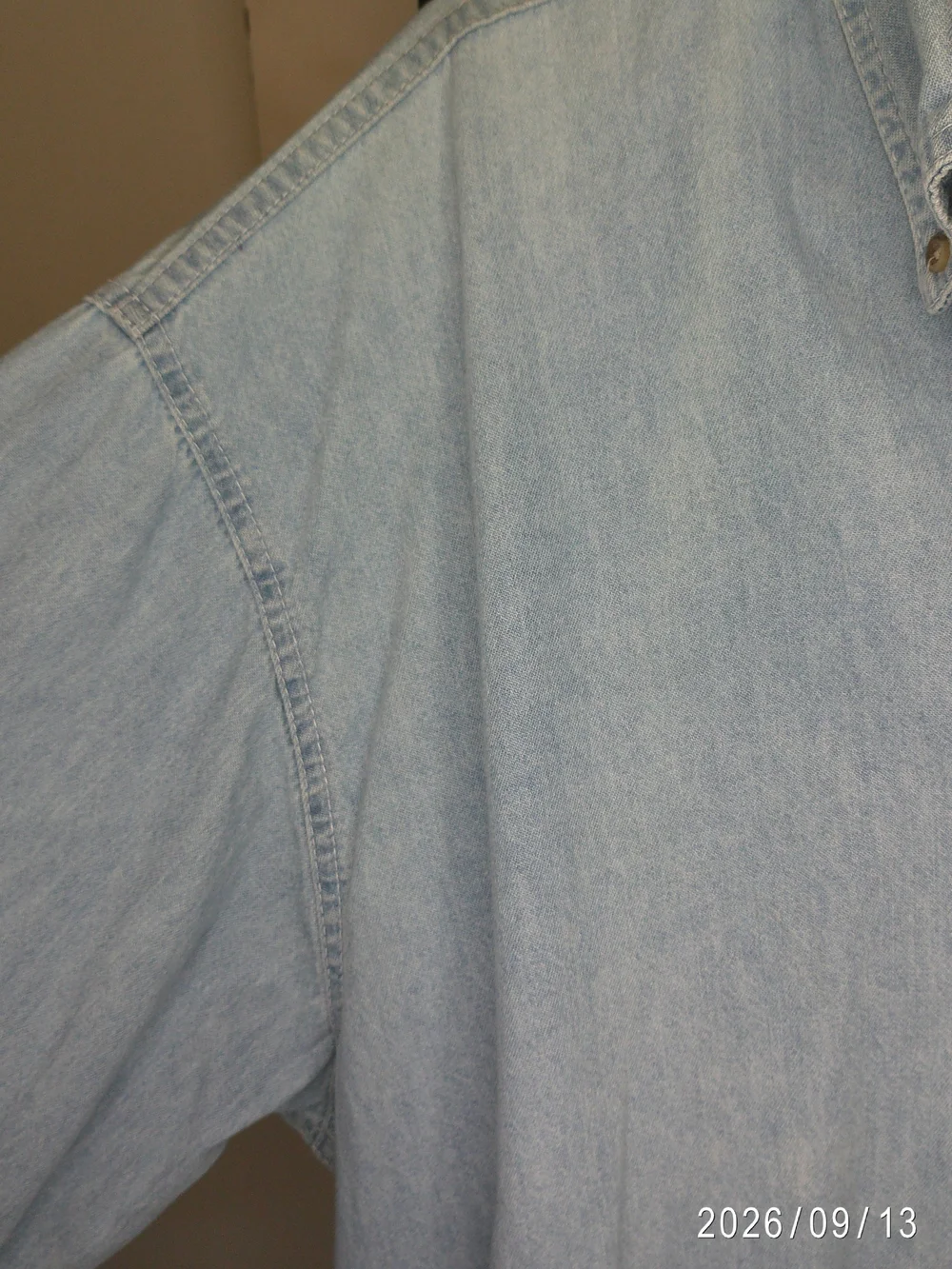 TRAC CLUB Women’s Blue Chambray Button Down Shirt XL Embroidered Corgi KH025
